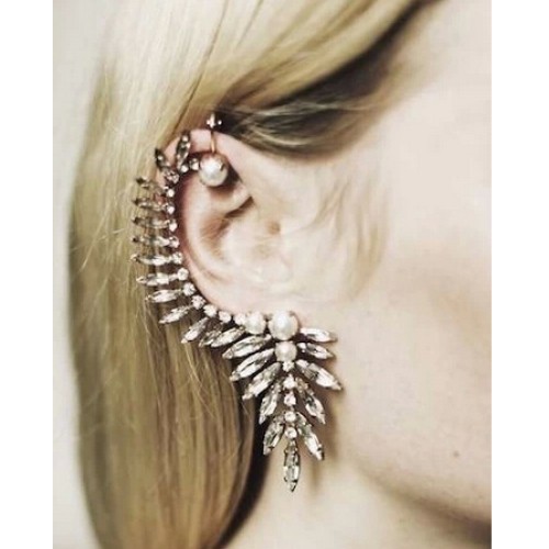 أقراط من الكريستال بشكل ورق الشجر