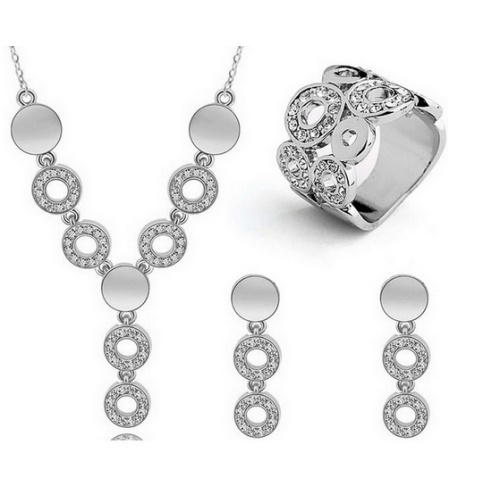 طقم (عقد بقلادة وخاتم وأقراط دبوسية)جذاب 